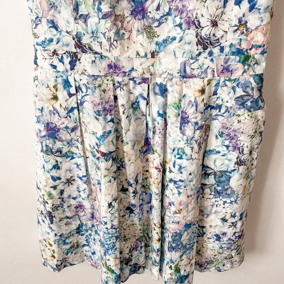 Ever New Melbourne Blue Watercolor Floral Fit & Flare Dress Sz 8 - Picture 5 of 9